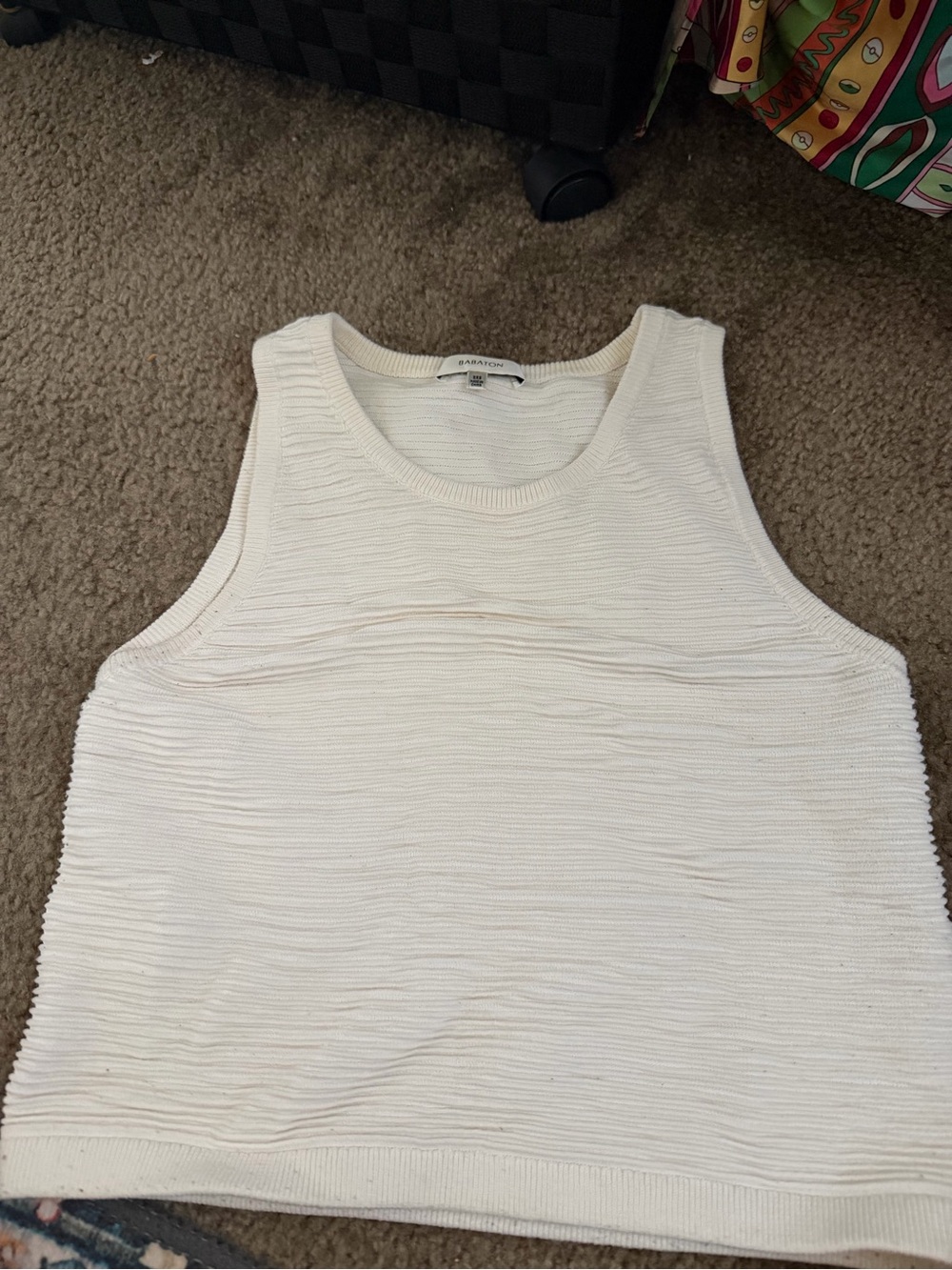 Babaton Cream Textured Ribbed Tank Top